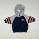 Sweatshirt in blue, grey and orange