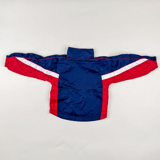 Windbreaker in blue, red and white