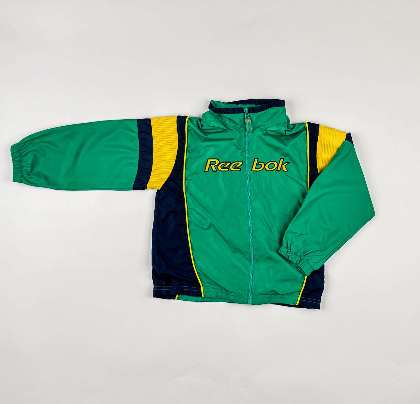 Windbreaker in green, blue and yellow