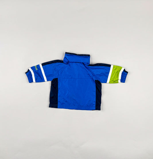 Windbreaker in blue, green and white