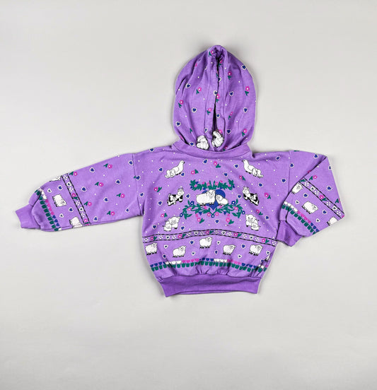 Hooded Sweatshirt in purple, white and multi