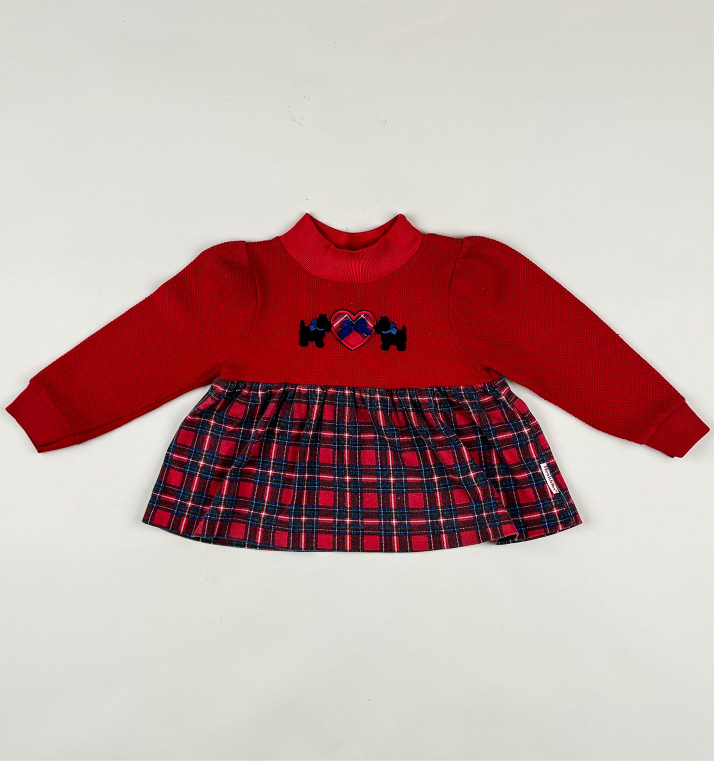 Long-sleeved blouse in red and blue