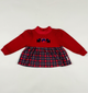 Long-sleeved blouse in red and blue