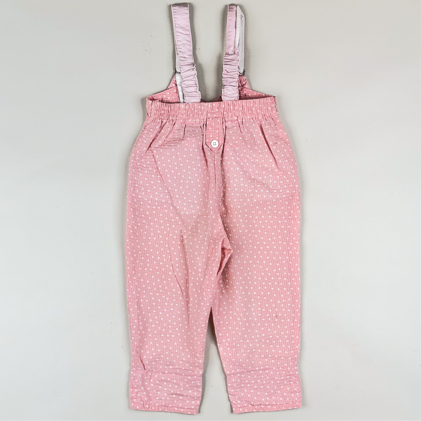 Overalls in pink and white