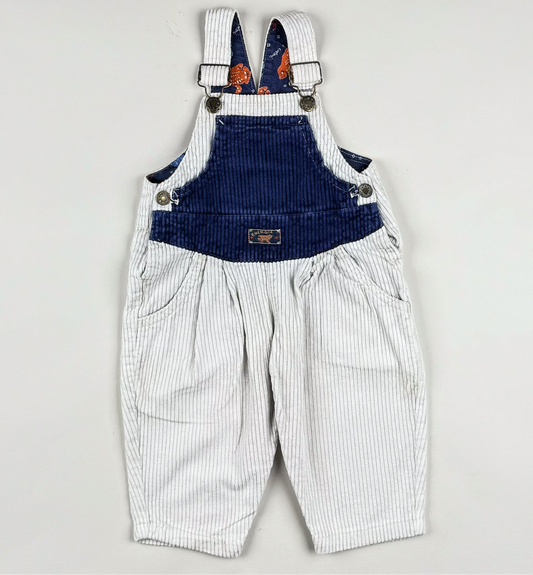 Corduroy Overalls in blue and white