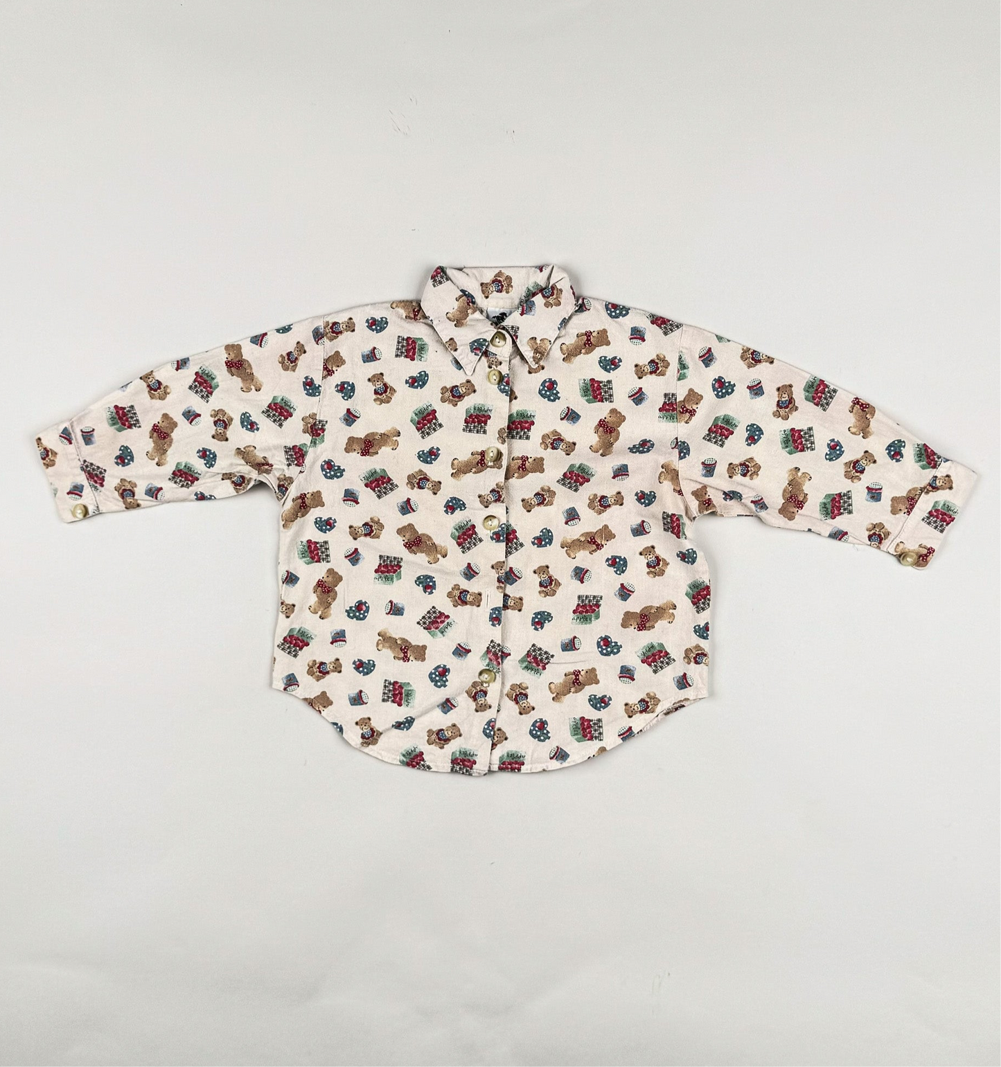 Long-sleeved shirt in white, beige and multi