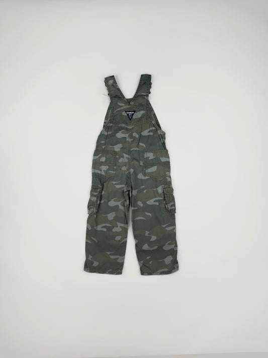 Overall in green and khaki