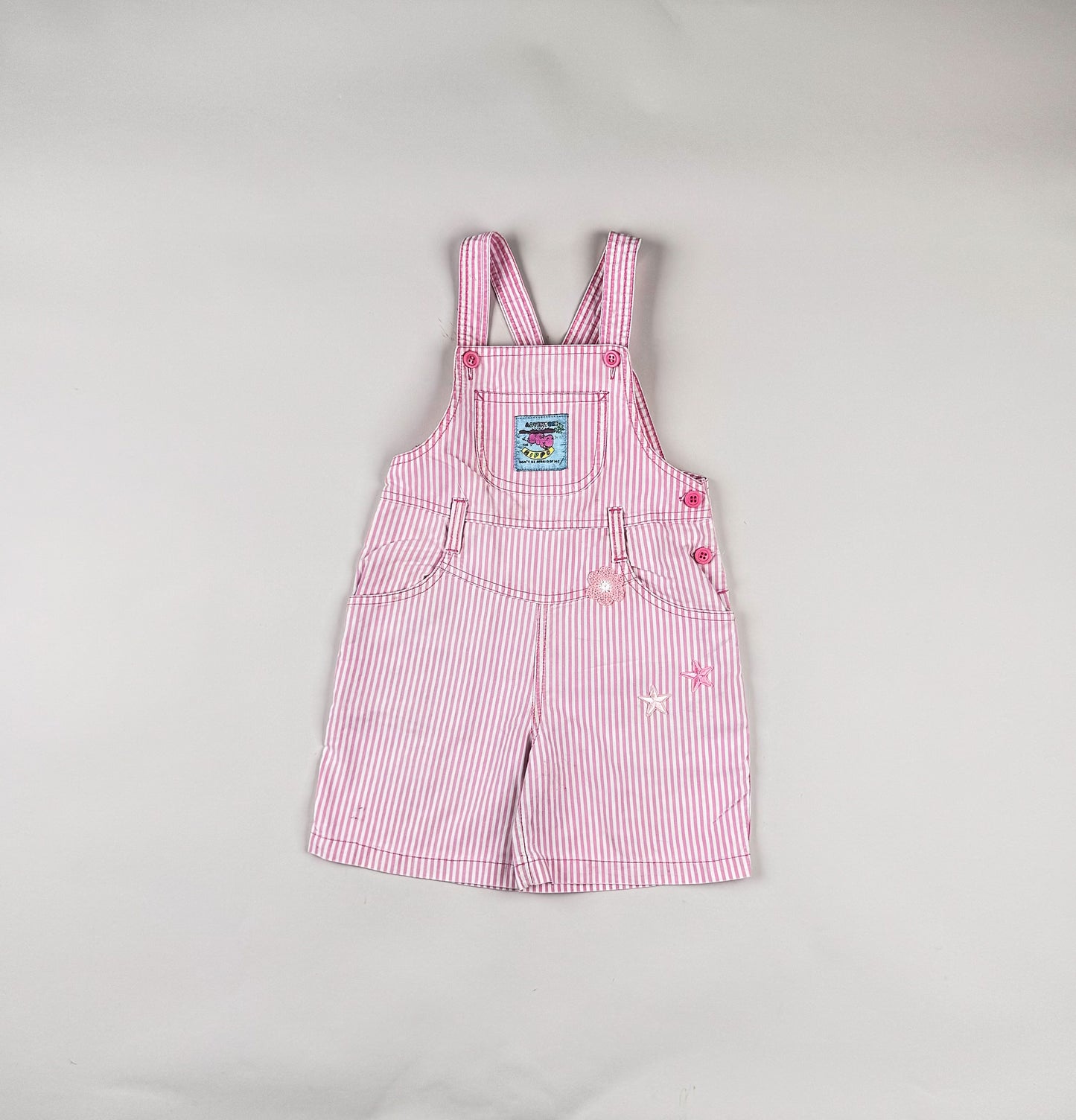 Shortalls in pink and white