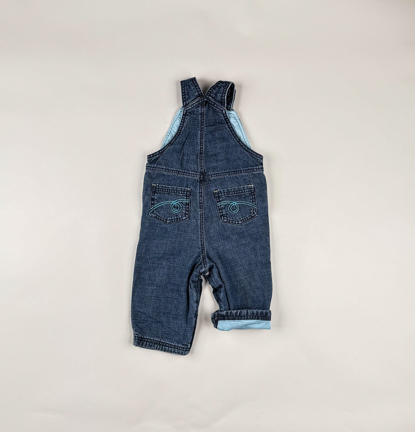 Lined Overalls in blue and green