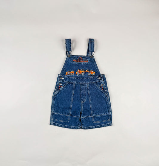 Shortalls in blue and orange