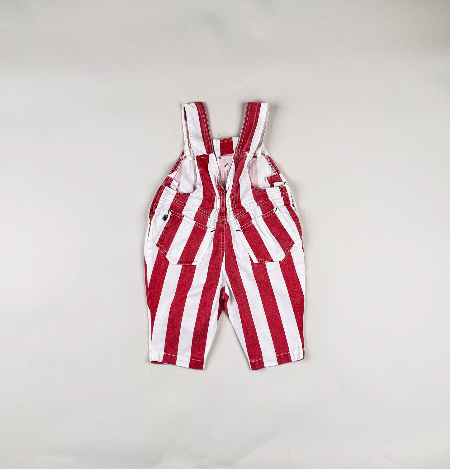 Overalls in red and white