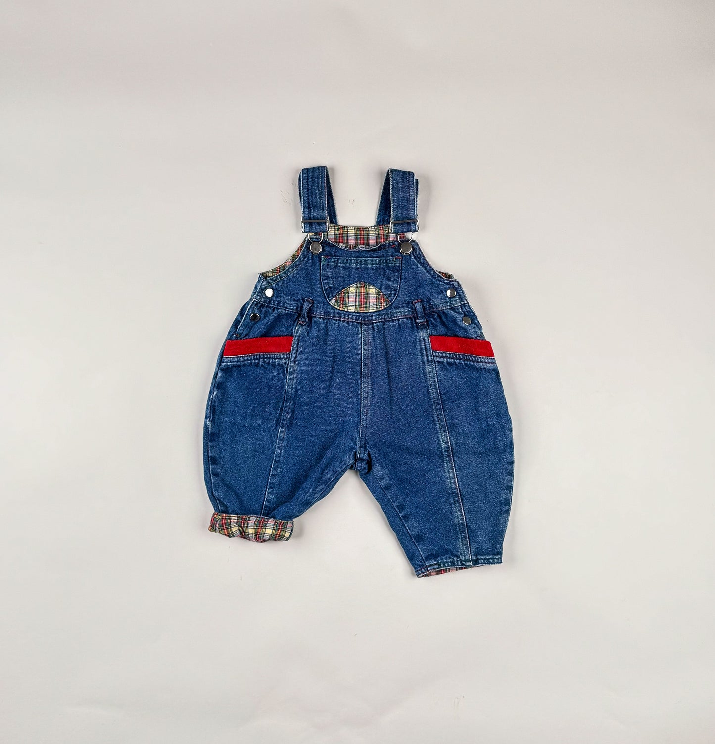 Lined Overalls in blue, red and multi