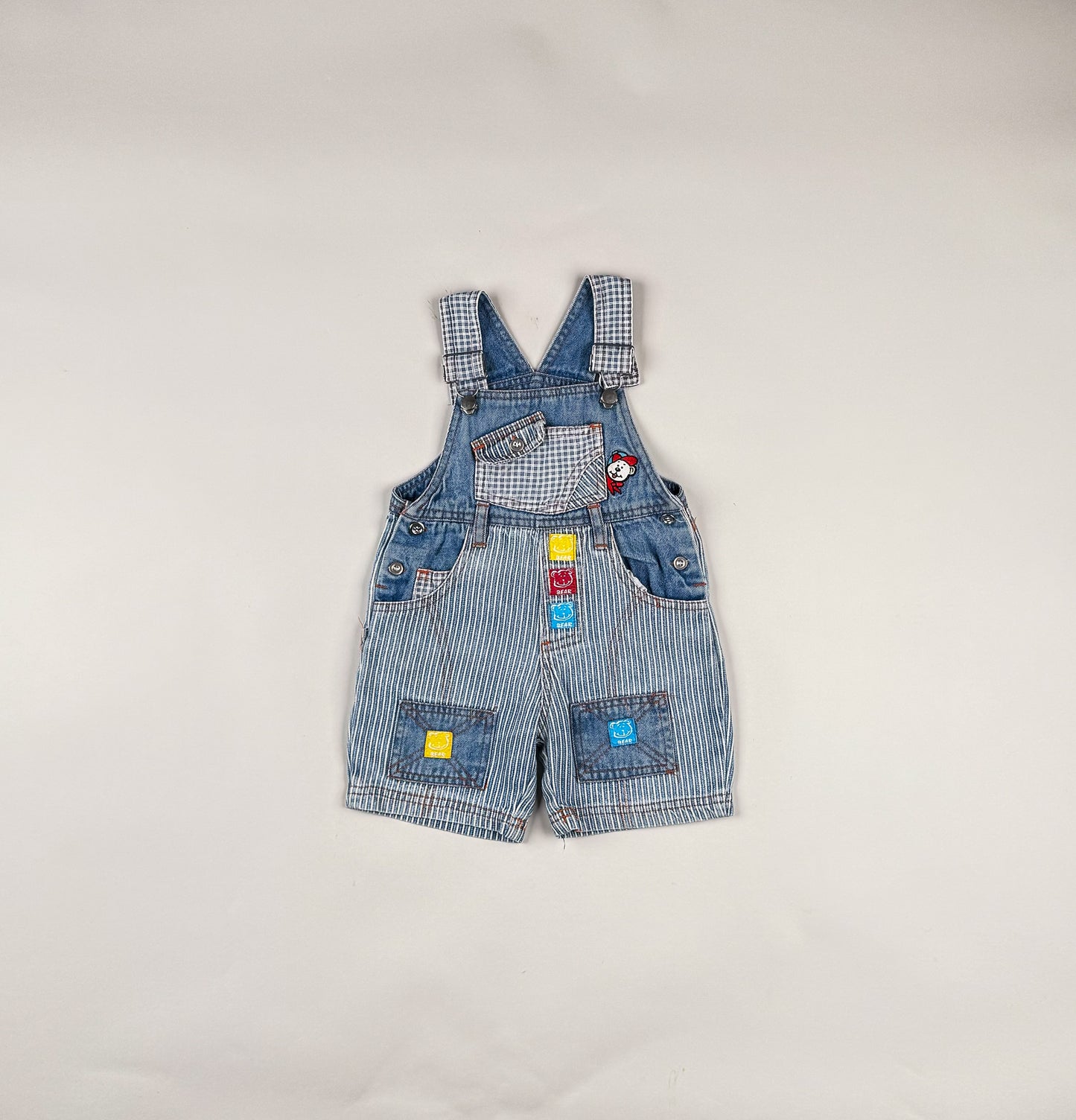 Shortalls in blue and white