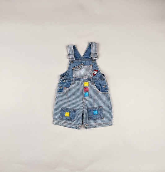 Shortalls in blue and white