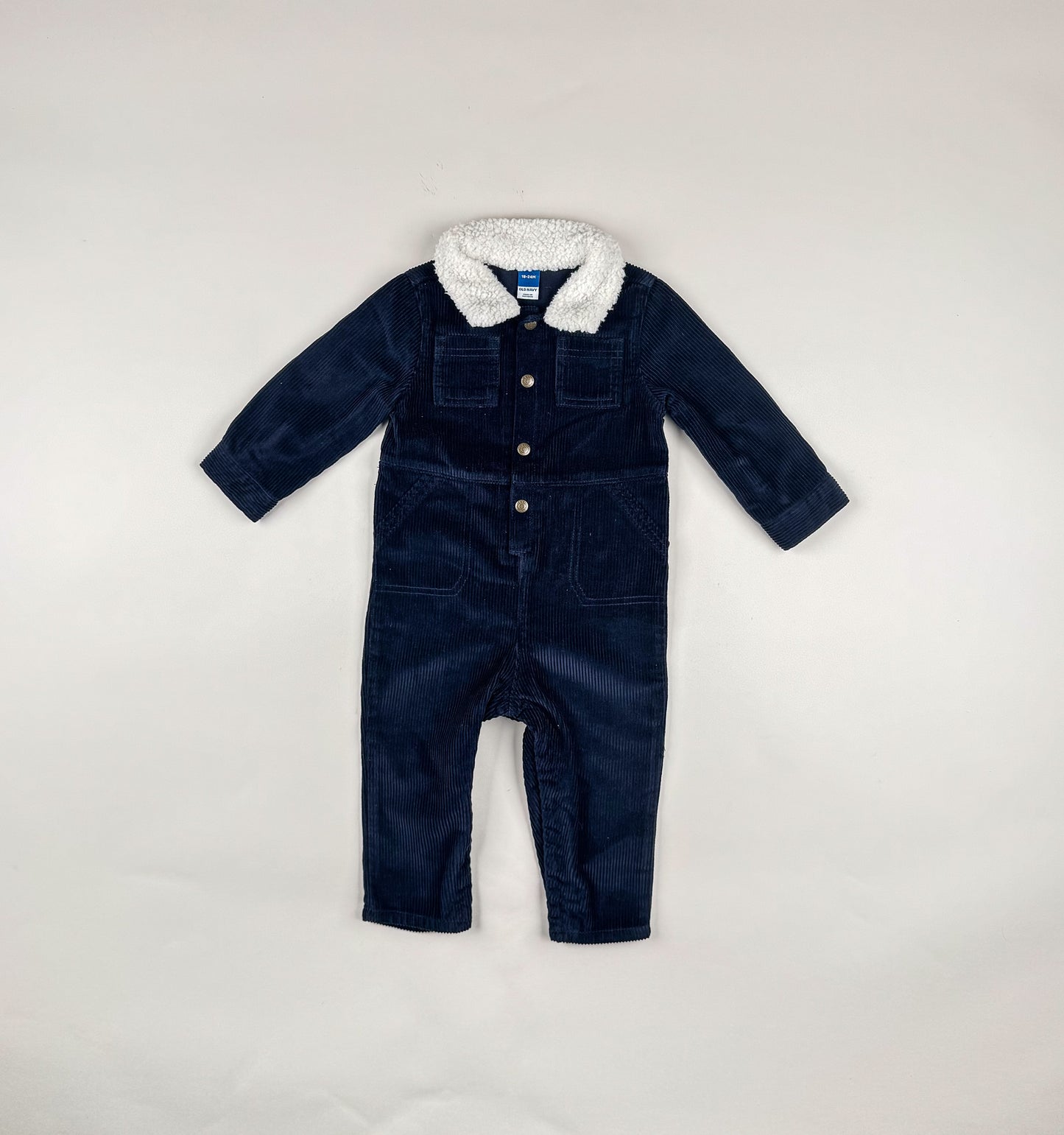 Navy Blue Corduroy Jumpsuit