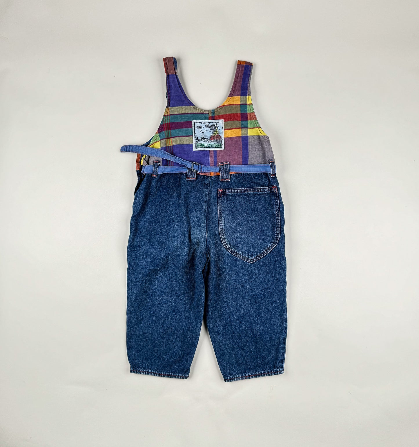 Overalls in blue and orange