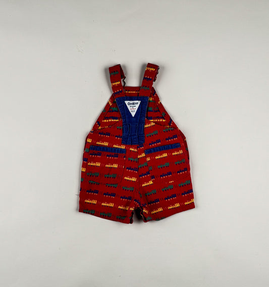 Shortalls in red and multi