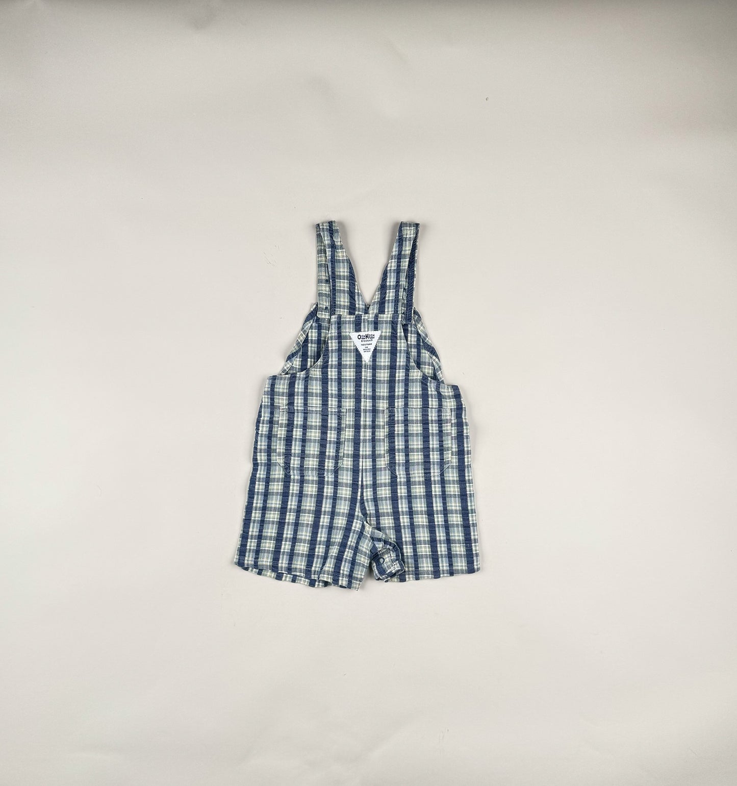 Shortalls in blue, green and white