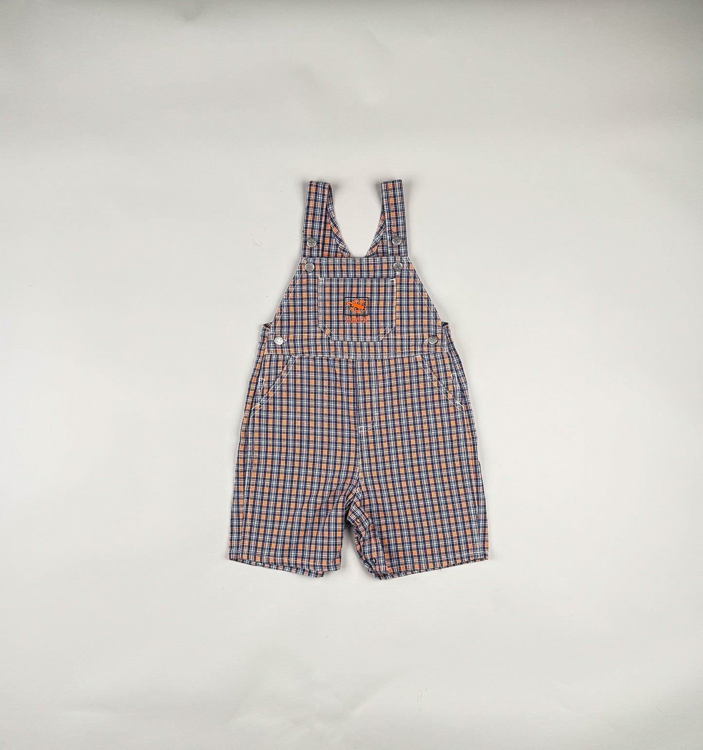 Shortalls in blue and orange