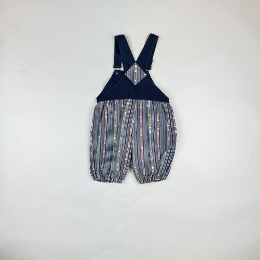 Shortalls in blue, white and multi