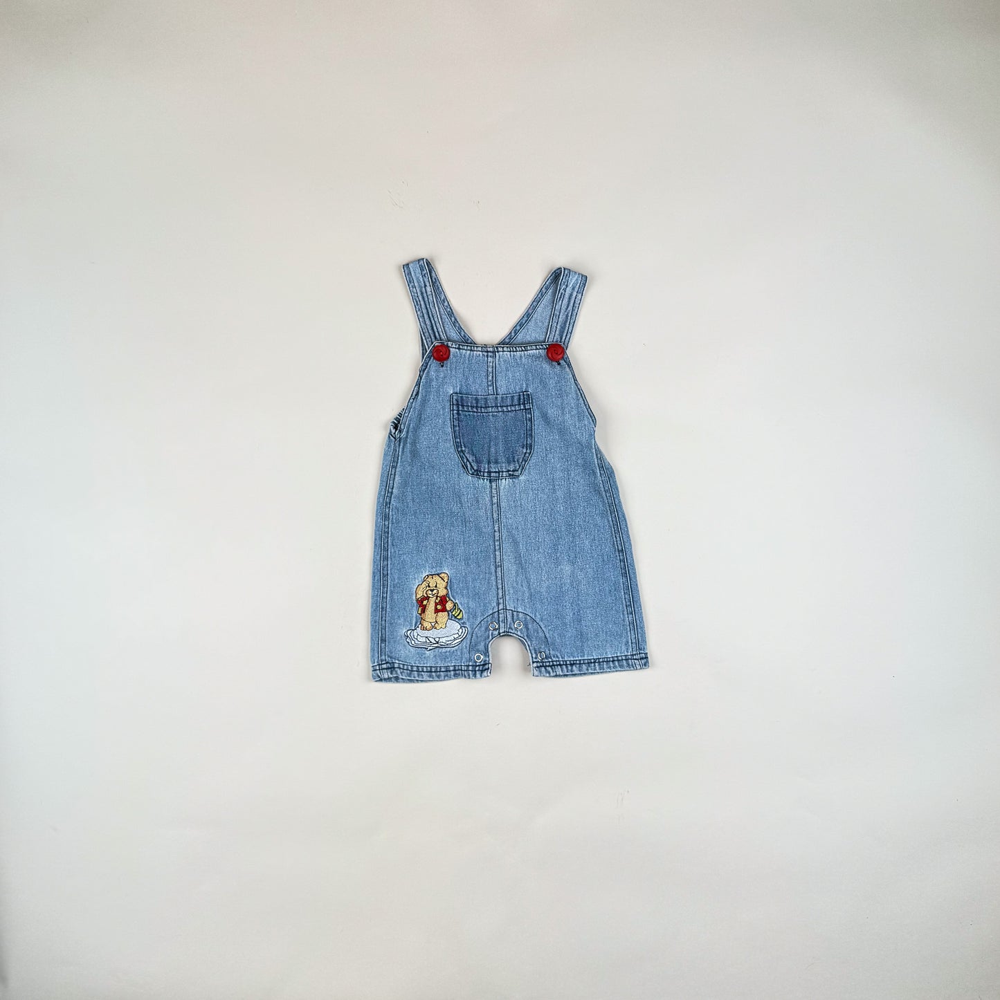 Shortalls in blue and red