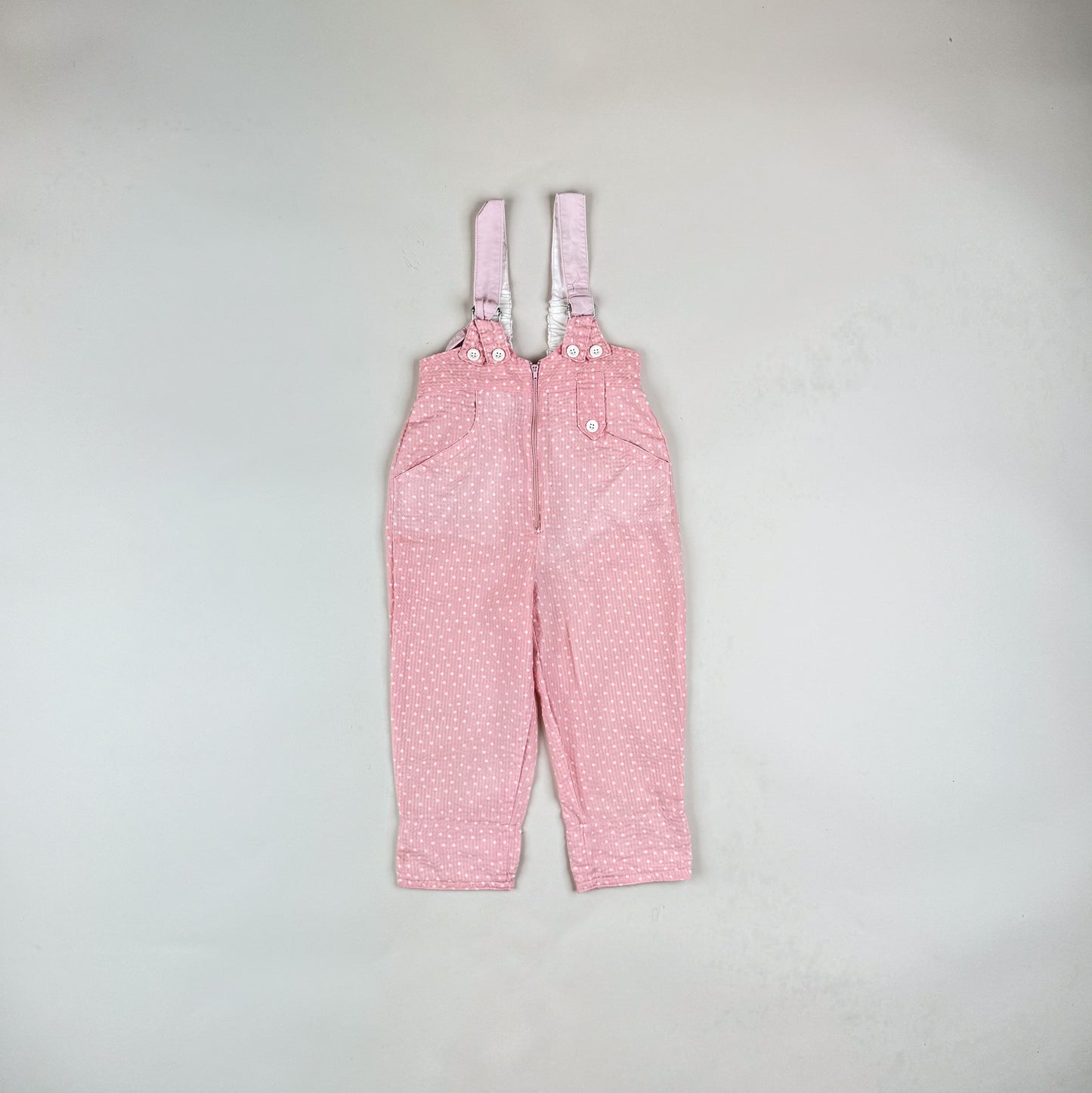 Overalls in pink and white