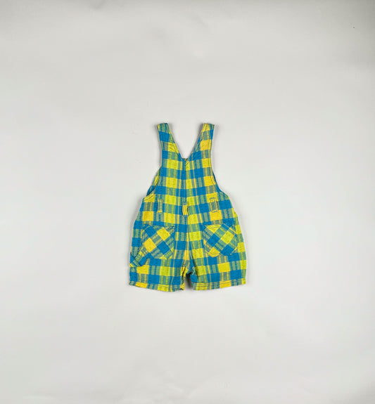 Shortalls in blue and green