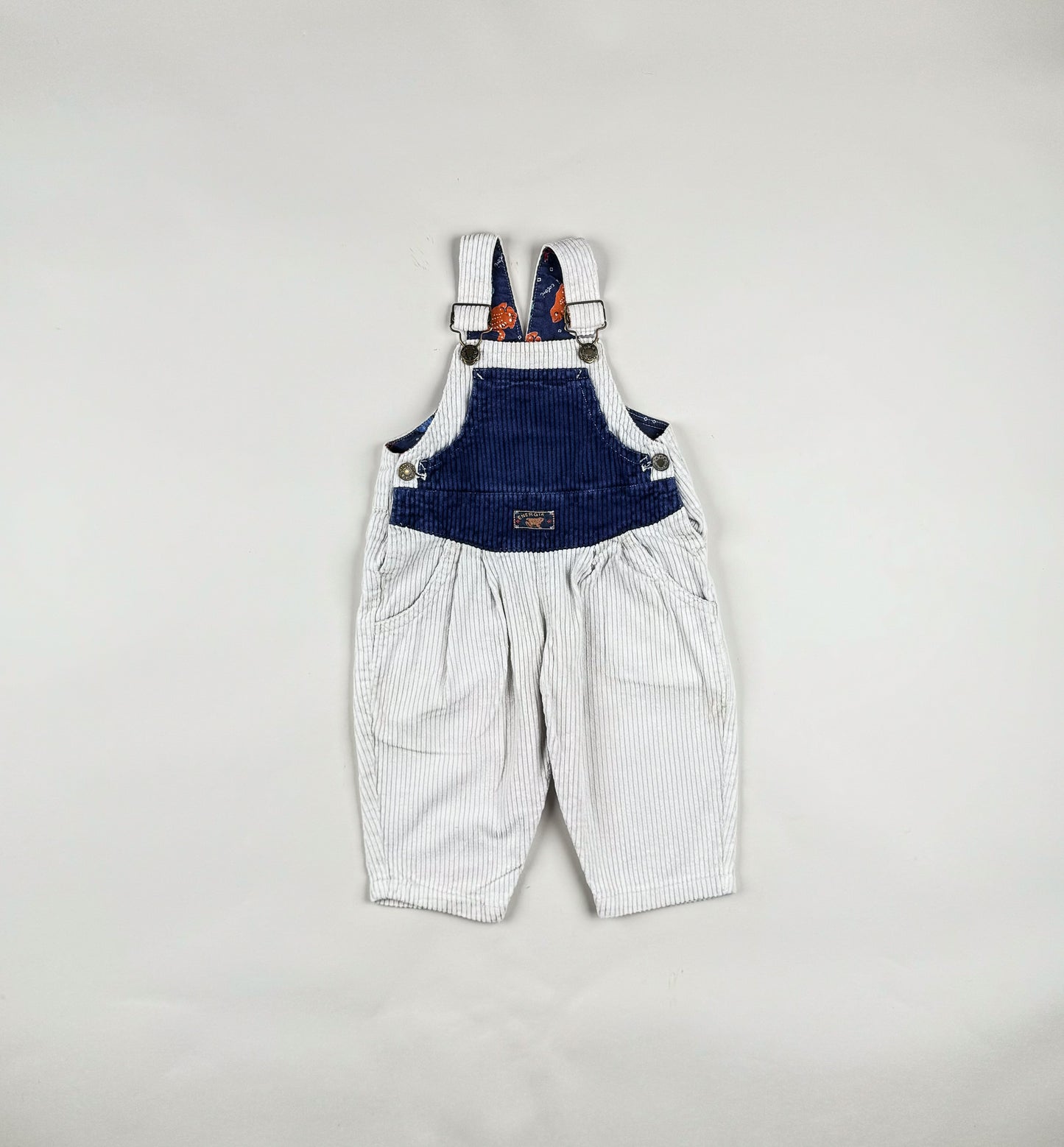 Corduroy Overalls in blue and white