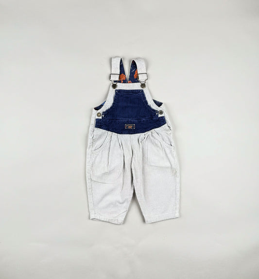 Corduroy Overalls in blue and white