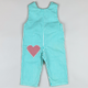 Overalls in turquoise and red