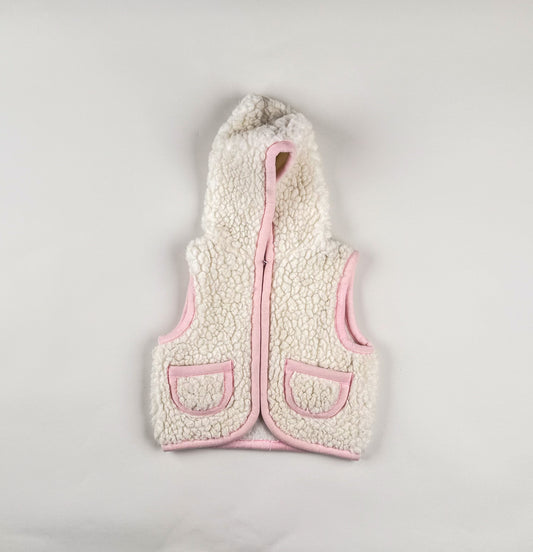 Wool Vest in white and pink