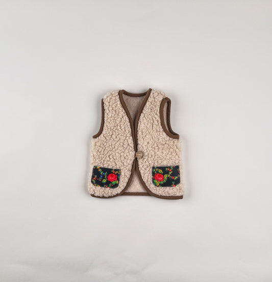 Wool Vest in beige and multi