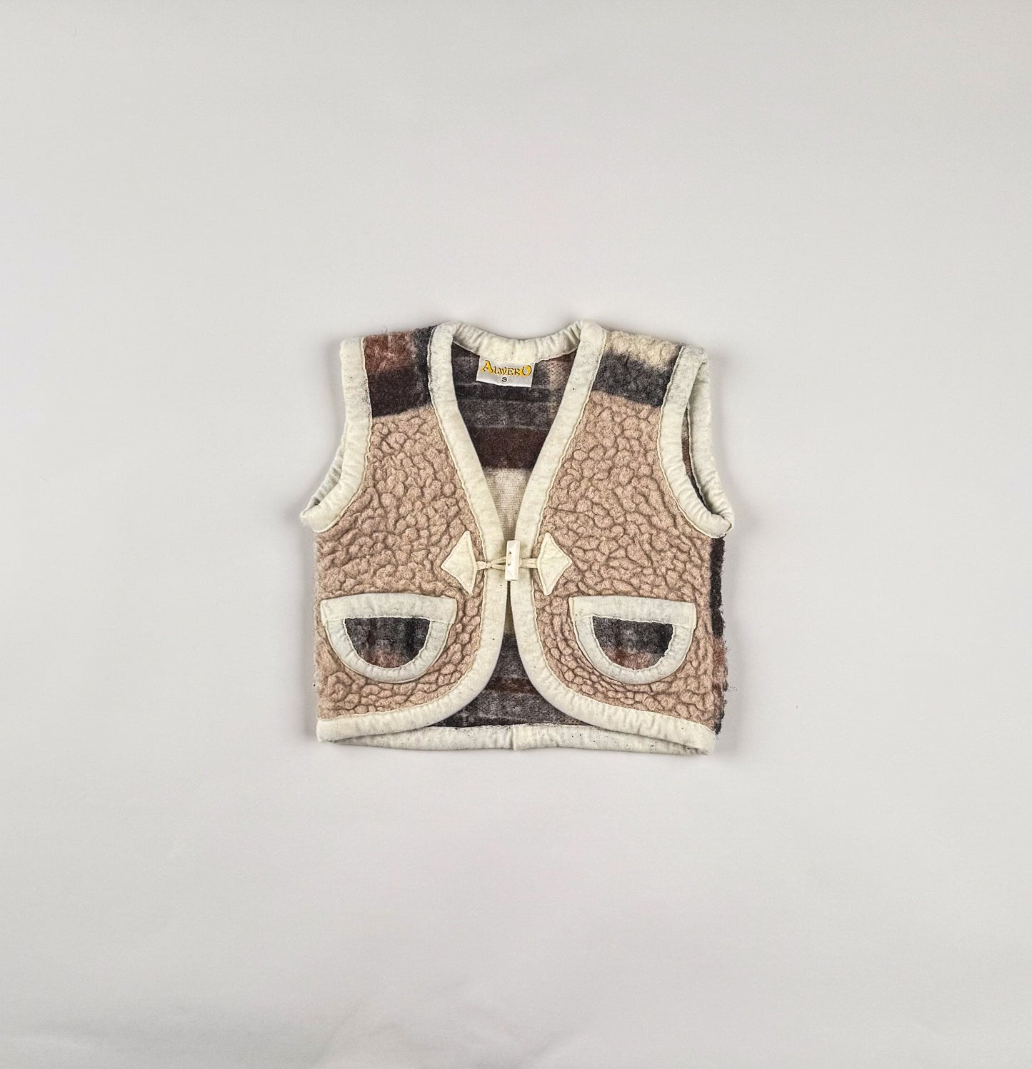 Wool Vest in beige, brown and grey