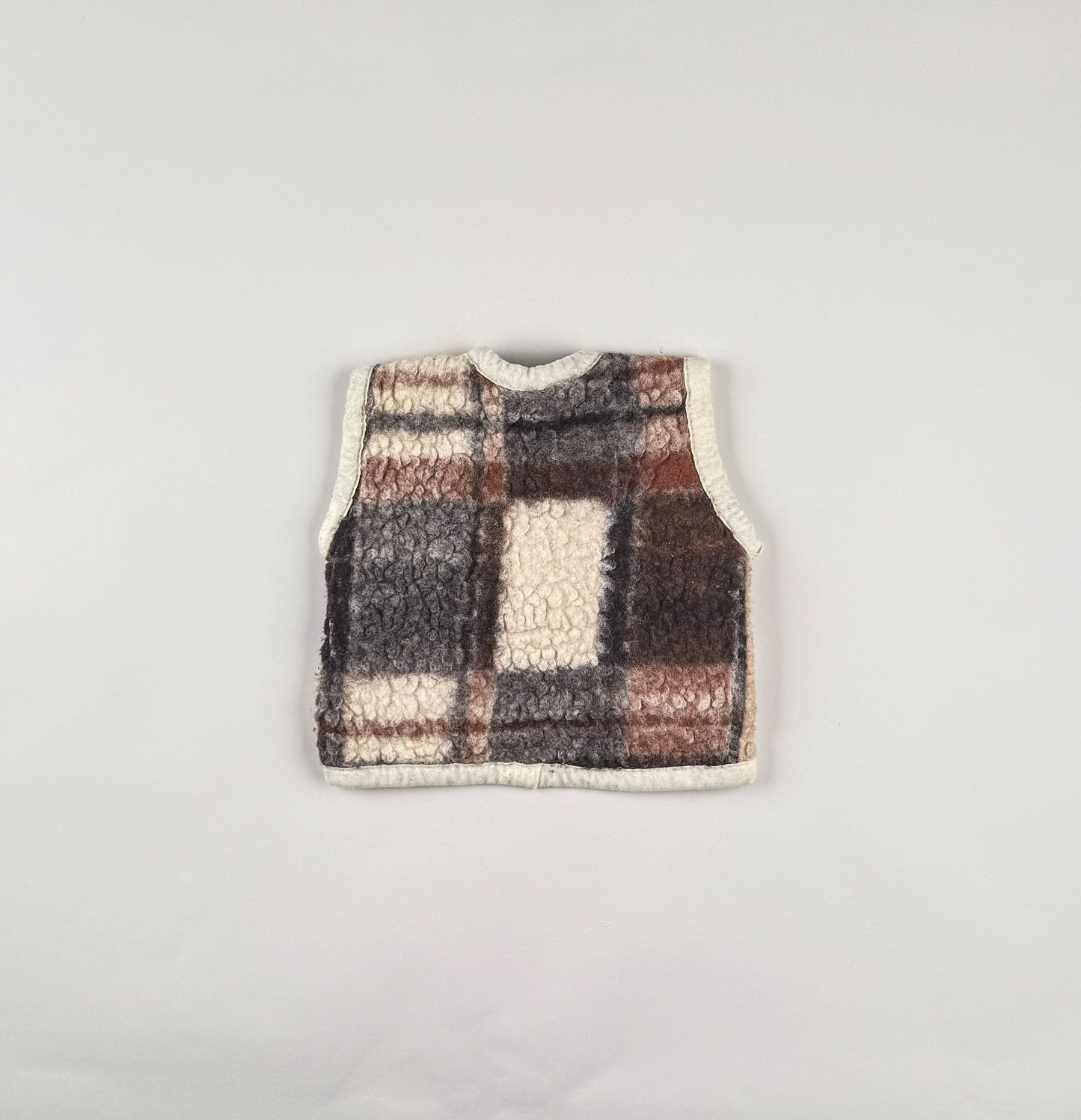 Wool Vest in beige, brown and grey