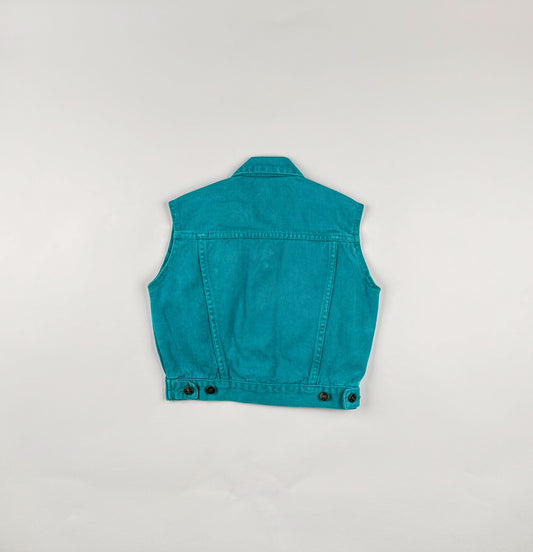 Denim Vest in green and blue