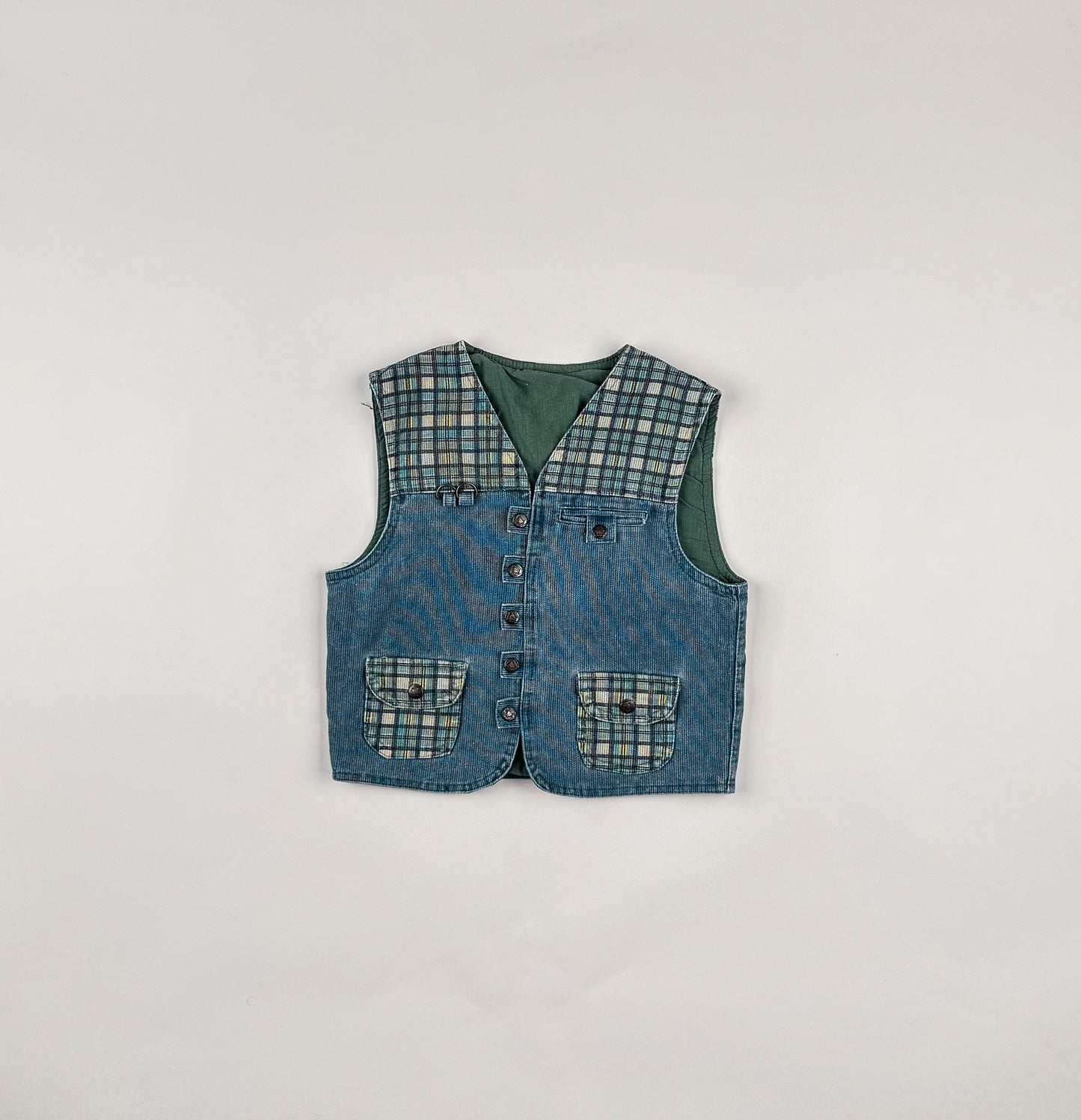 Denim Vest in green and blue