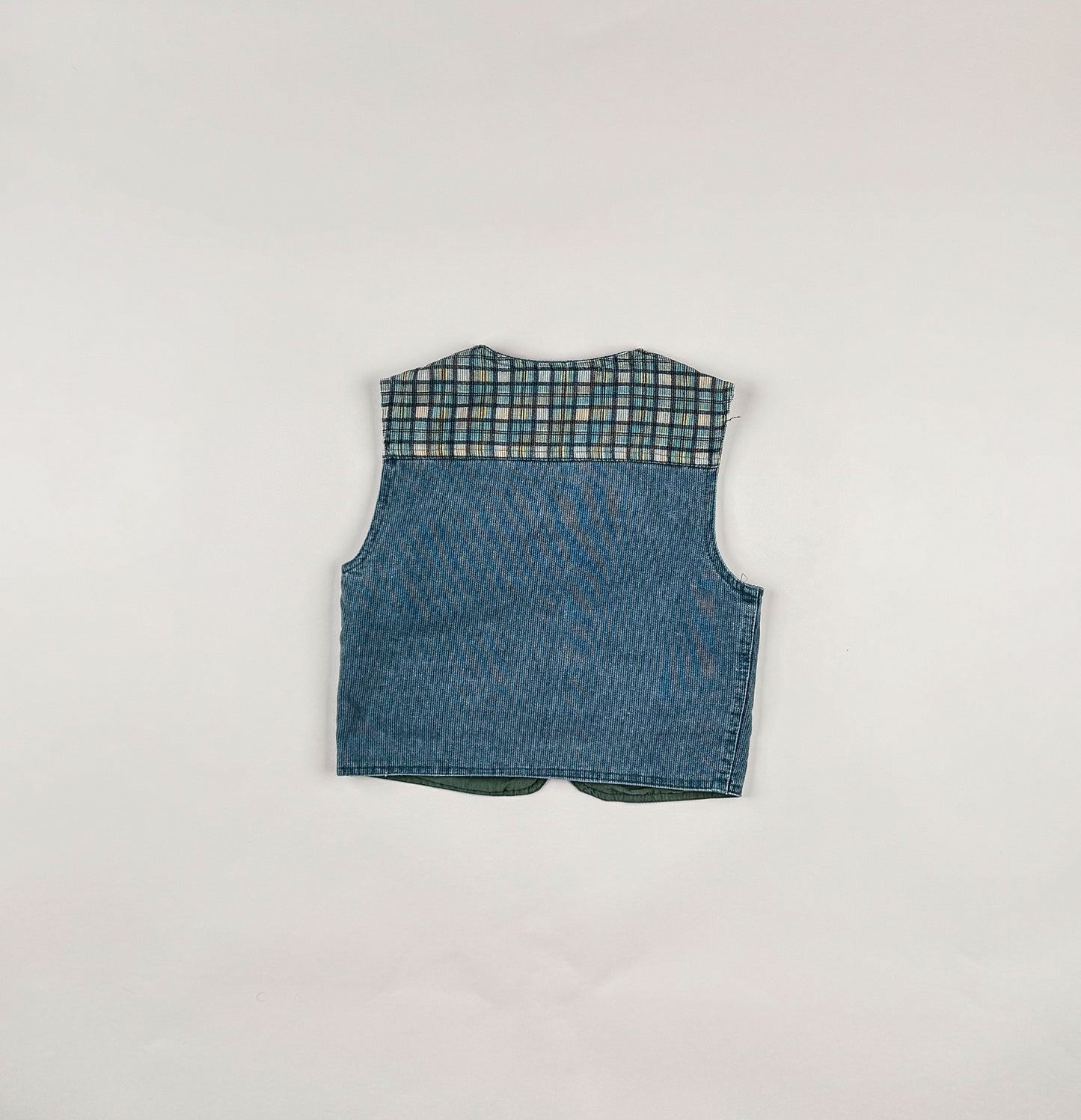 Denim Vest in green and blue