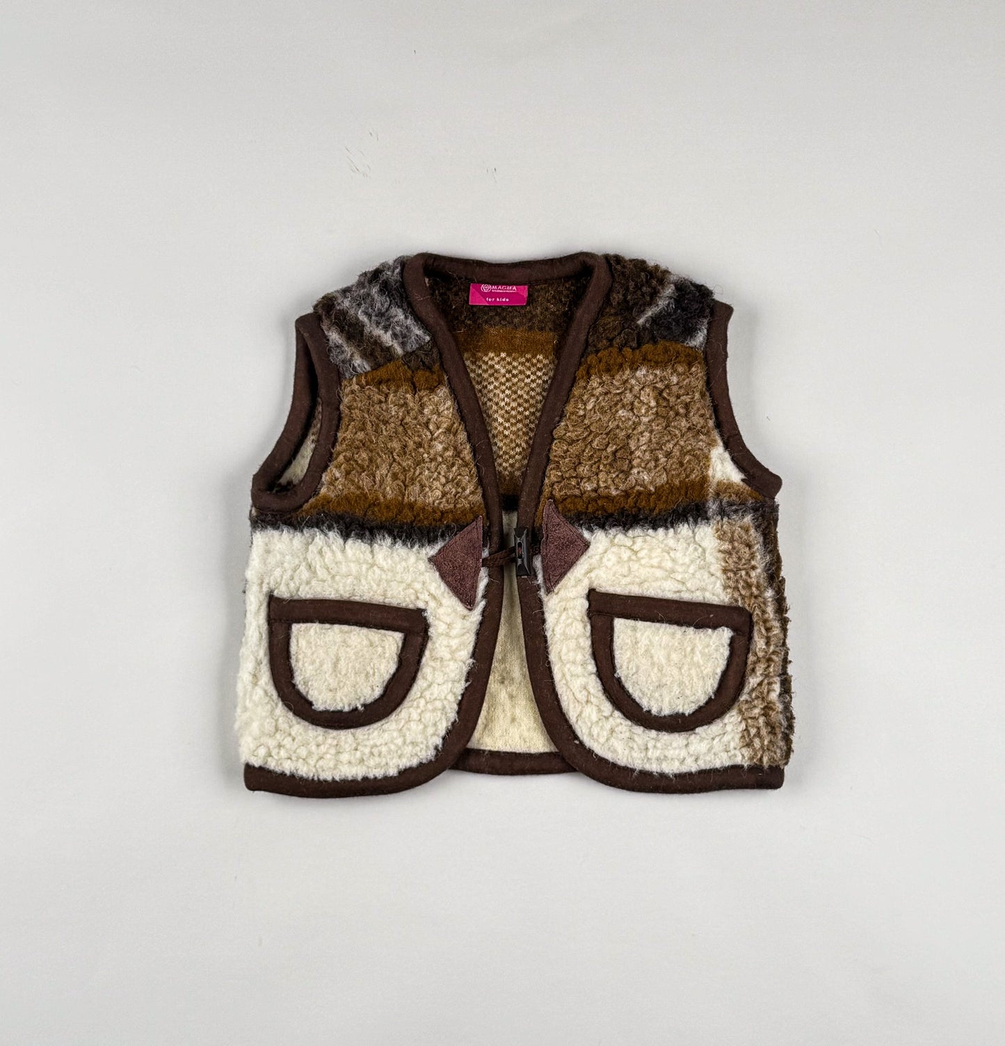 Wool Vest in brown, beige and white