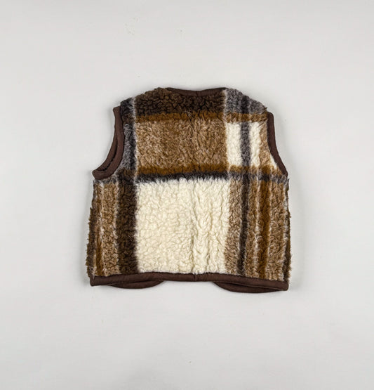 Wool Vest in brown, beige and white