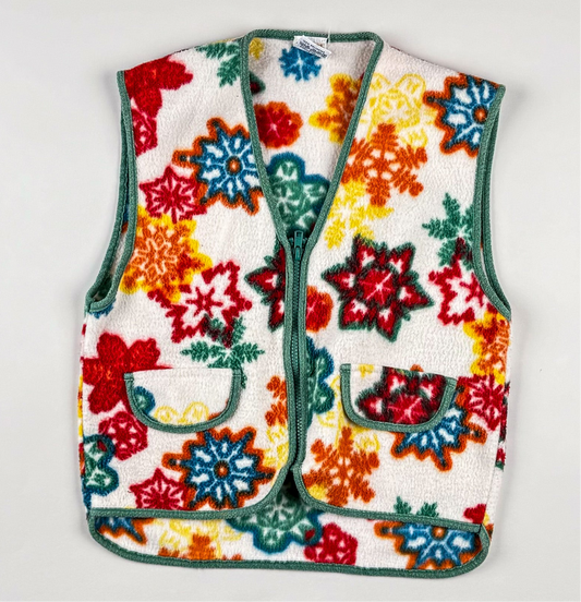 Fleece Vest in white and multi