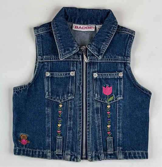 Denim Vest with Embroidery
