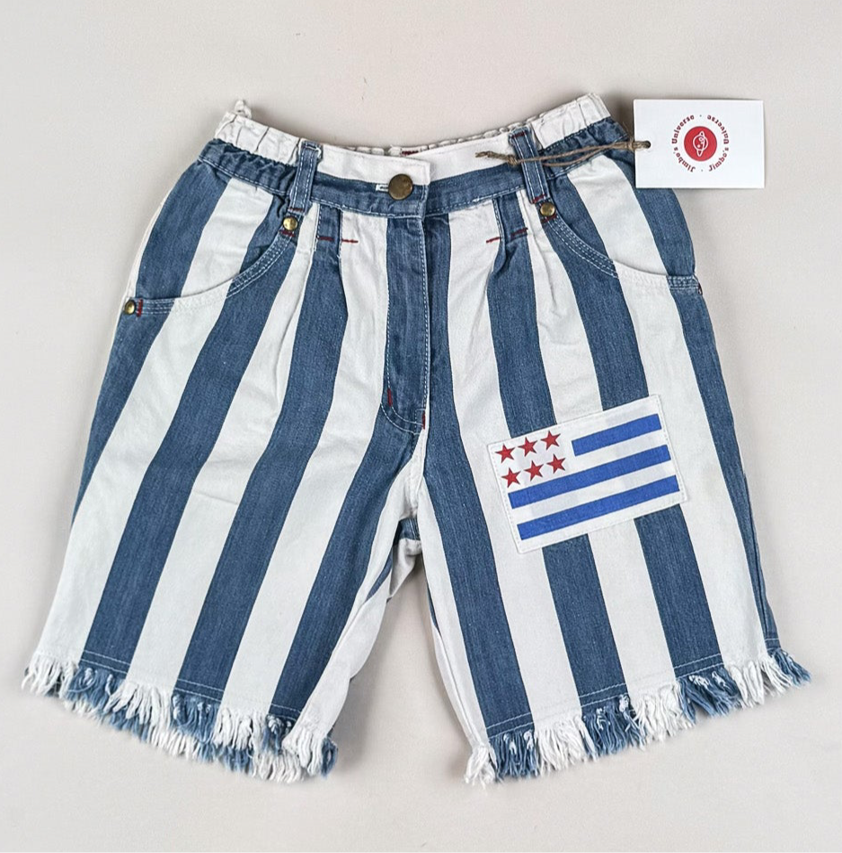 Striped Vintage Denim Shorts