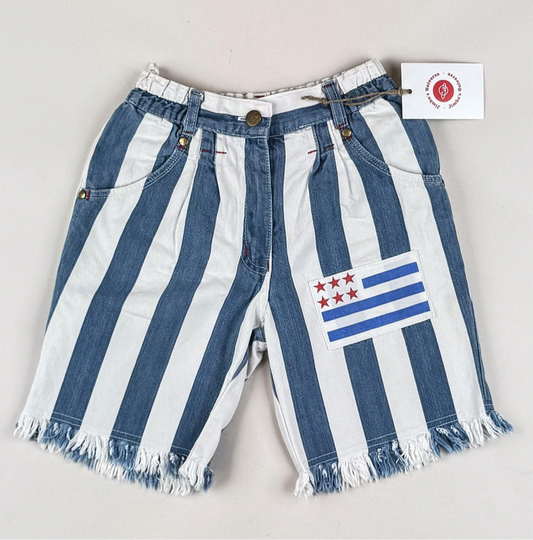Striped Vintage Denim Shorts