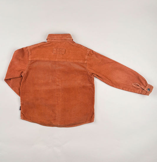 Long-sleeved corduroy shirt in orange, green and beige