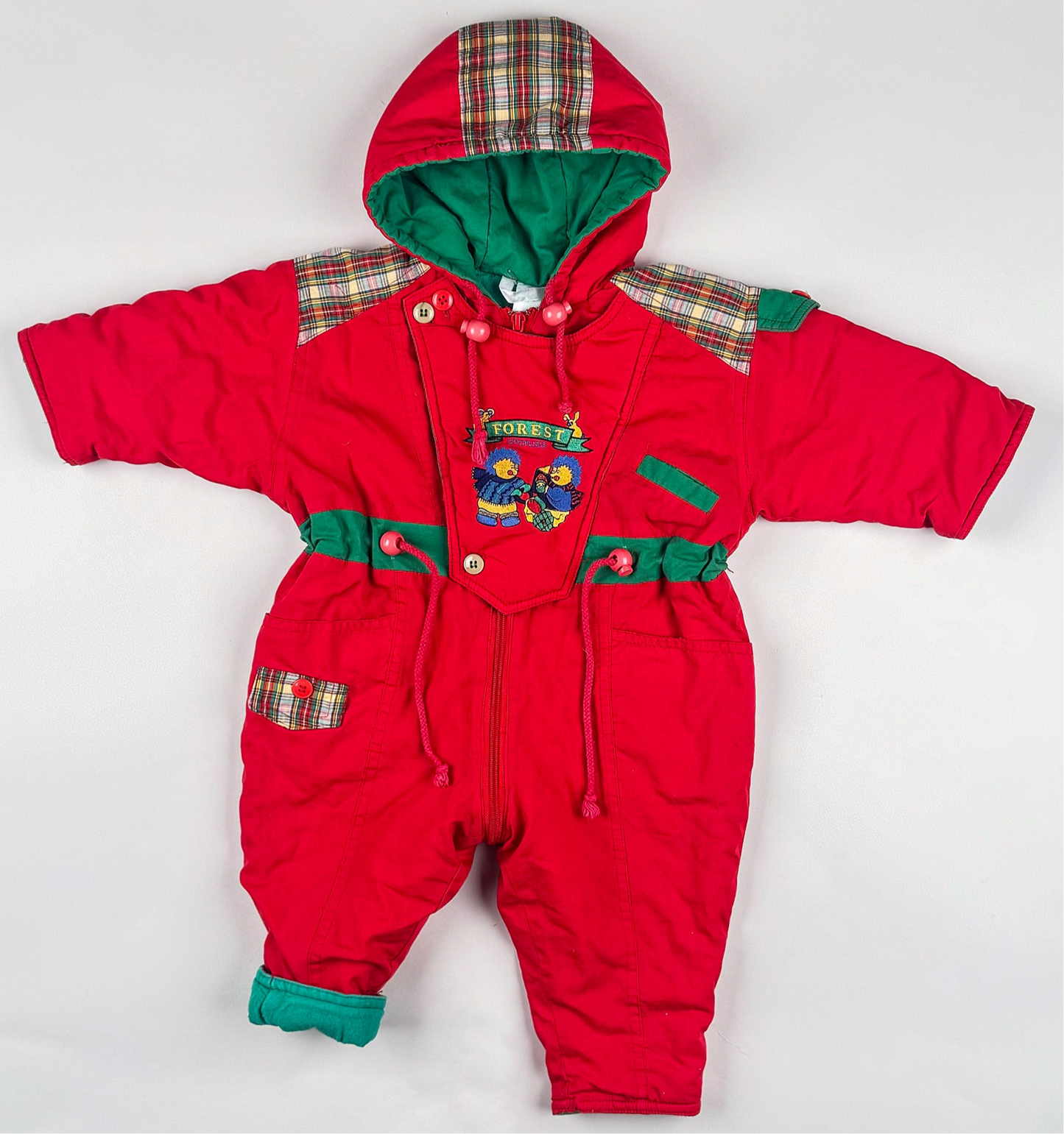 Snowsuit in red and green