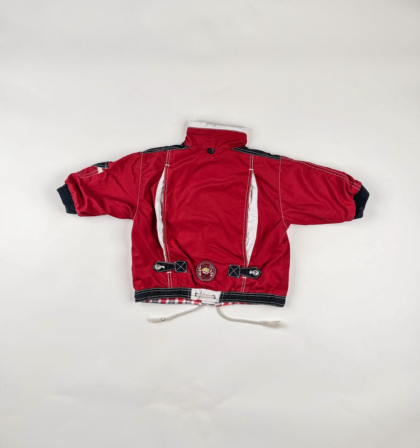 Padded Jacket in red, blue and beige