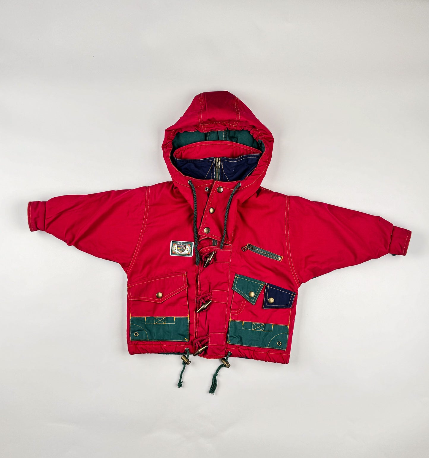 Padded Jacket in red, green and blue