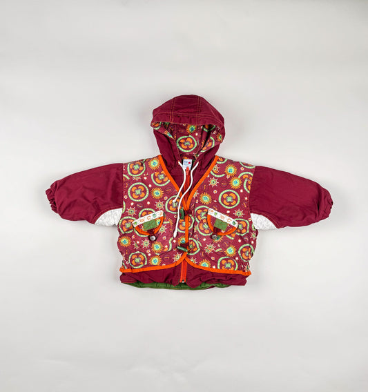 Padded Jacket in red, green and multi