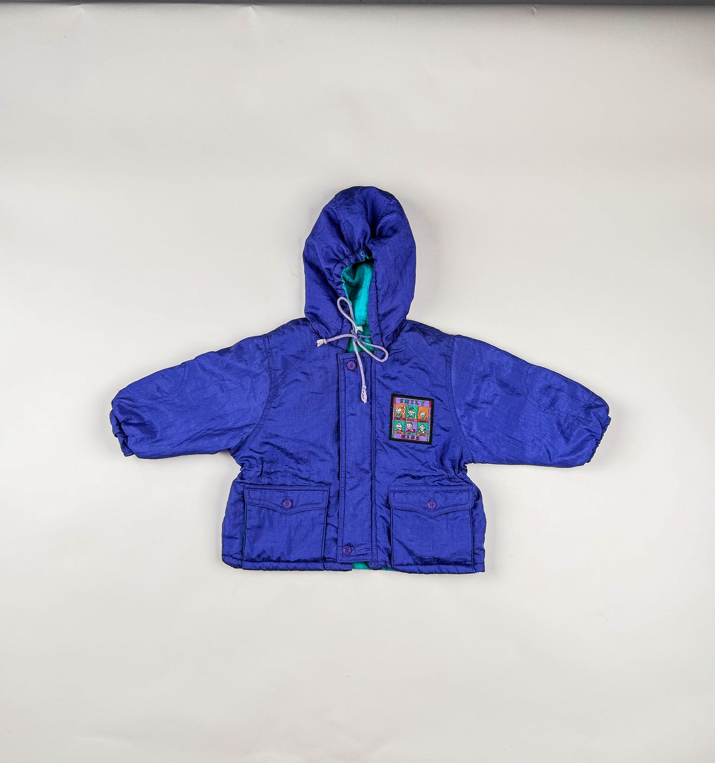 Padded Jacket in blue, purple and green