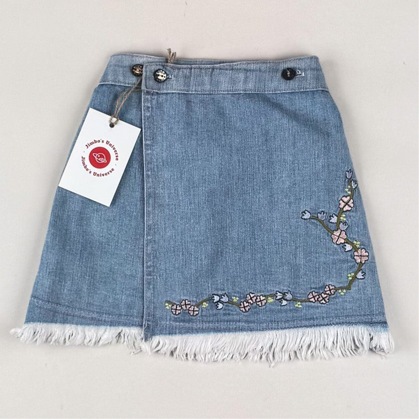 Vintage Denim Skirt with Embroidery
